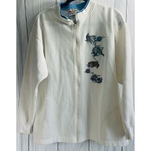 Vintage Morning Sun USA Kitten Playing Zipper Cardigan Size Medium (READ)